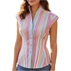Byron Lars Pastel Stripe High Color Top Size 4